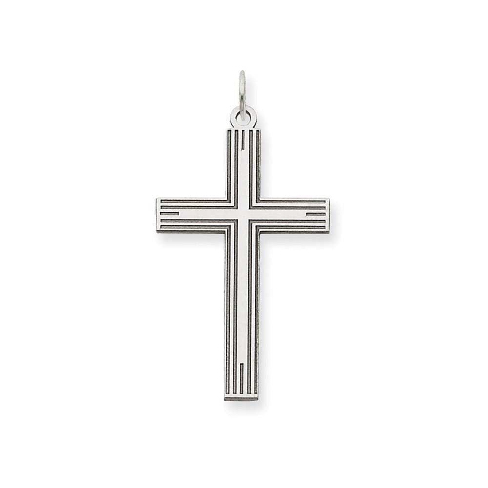 14K White Gold Laser Designed Cross Pendant