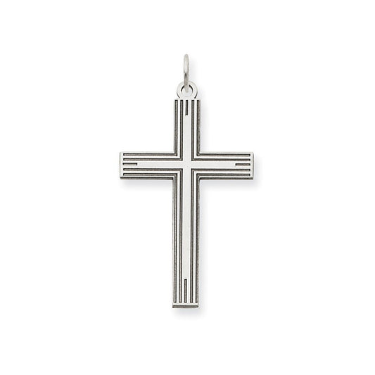 14K White Gold Laser Designed Cross Pendant