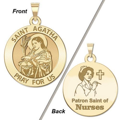 Saint Agatha "Nurse" Round Religious Medal  "EXCLUSIVE"