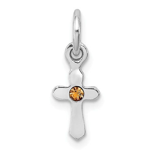 Sterling Silver RH Plated Child\'s Preciosca Crystal Nov Cross Pendant