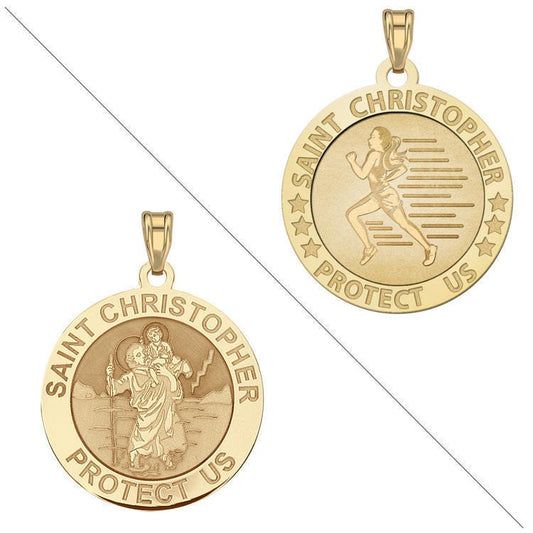 Women's Track & Field - Saint Christopher Doubledside Sports Religious Medal "EXCLUSIVE"