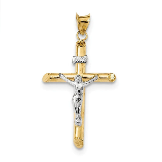 14k Two-Tone Polished Jesus Crucifix Pendant