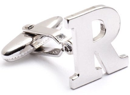 Genuine Sterling Silver Letter "R" Cufflinks