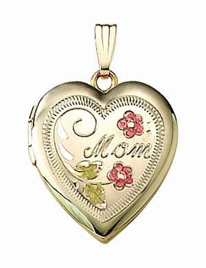 14k Gold Filled Mom Heart Photo Locket - 3/4 inch x 3/4 inch
