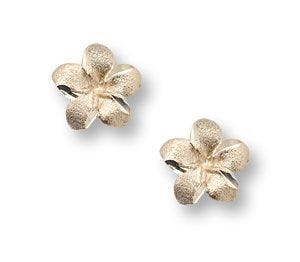 14K Yellow Gold Flower Children Post Earrings