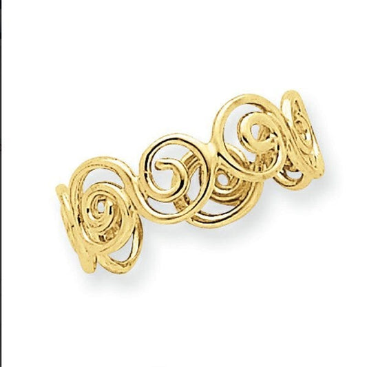 14k Yellow Gold Scroll Toe Ring
