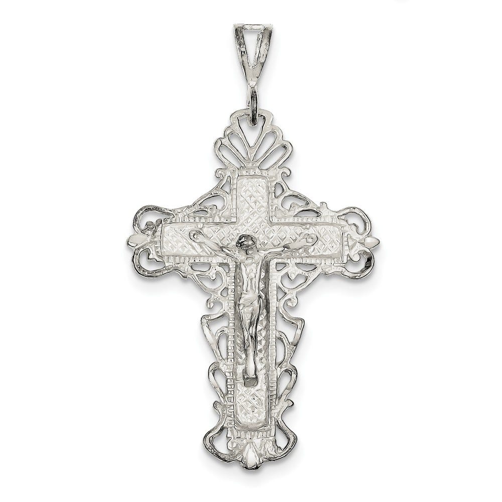 Sterling Silver Diamond-Cut Crucifix Pendant