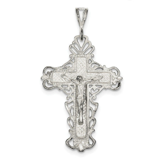 Sterling Silver Diamond-Cut Crucifix Pendant