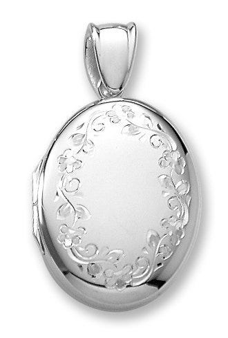 18k Premium Weight White Gold Oval Picture Locket Jewelry