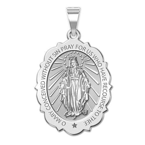 Miraculous Medal Scalloped Oval "EXCLUSIVE"