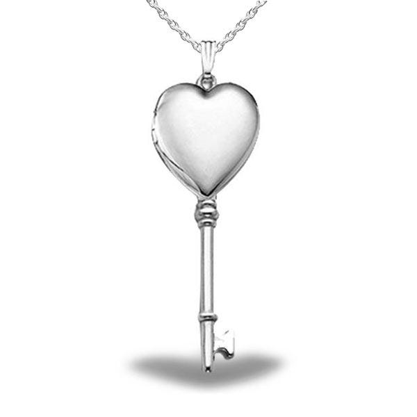 Sterling Silver Key Heart Photo Locket