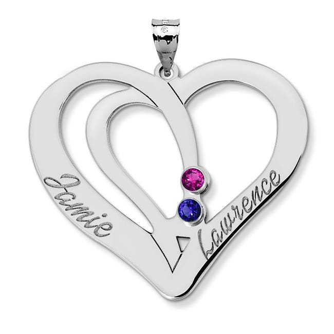 Personalized Couple's Heart Pendant w/ Birthstones