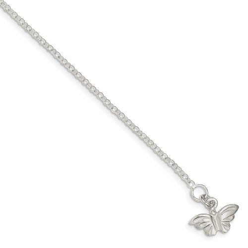 Sterling Silver Butterfly Charm w/ 1 Inch ext.
