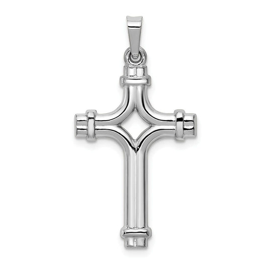 14k White Gold Polished Fancy Cross Pendant