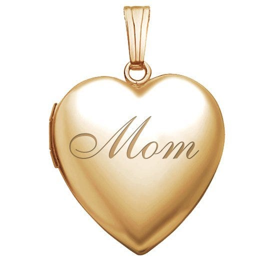 Yellow Gold Mom Heart Photo Locket