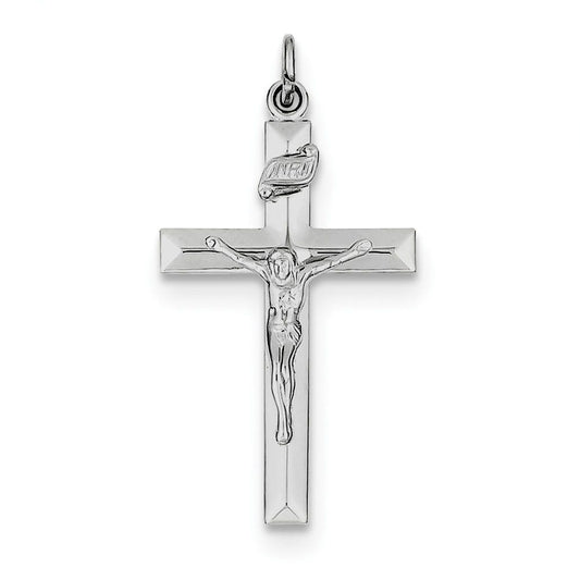 Sterling Silver Rhodium-plated INRI Crucifix Pendant