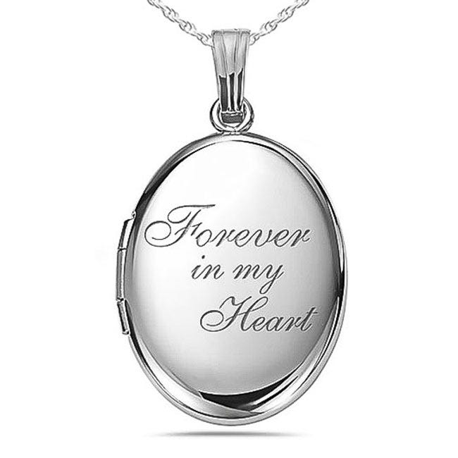 Sterling Silver Forever In My Heart Oval Photo Locket
