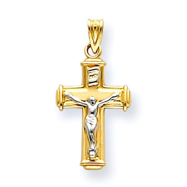 14k Two-tone INRI Crucifix Pendant