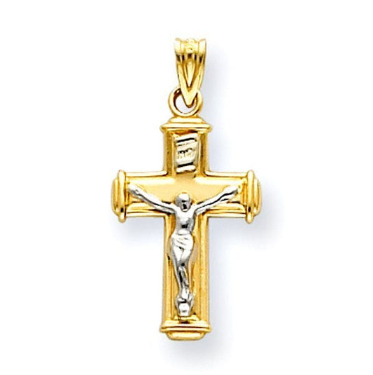 14k Two-tone INRI Crucifix Pendant