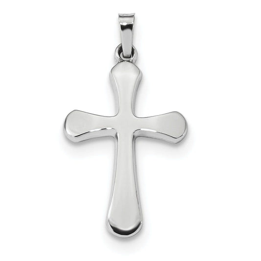 14k White Gold Polished Rounded Cross Pendant