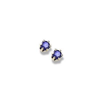14K Yellow Gold Child's Genuine Sapphire Birthstone Stud Earrings