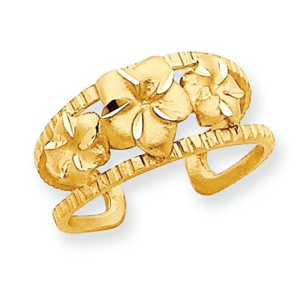 14k Yellow Gold Plumeria Toe Ring