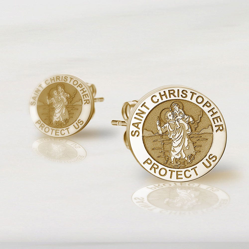 Pair of Saint Christopher Earrings "Protect Us"