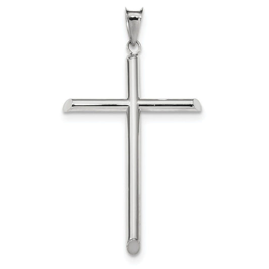 14k White Gold Polished Tube Cross Pendant