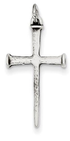 Sterling Silver Antiqued Nail Cross Pendant