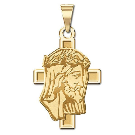 Jesus Profile on a Cross Religious Pendant