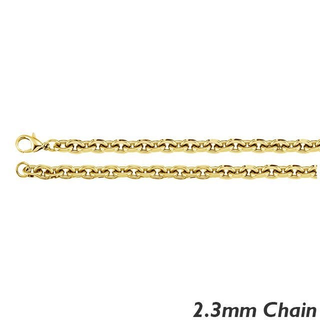 14K Yellow Gold 2.3 mm  Rolo Chain