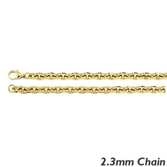 14K Yellow Gold 2.3 mm  Rolo Chain