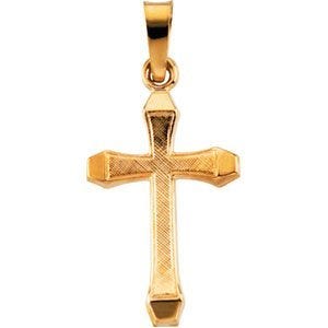 14K Yellow Gold CROSS PENDANT W/DESIGN