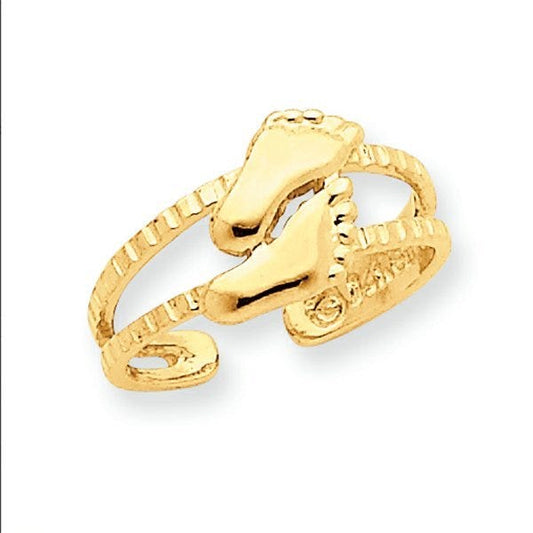 14k Yellow Gold Feet Toe Ring