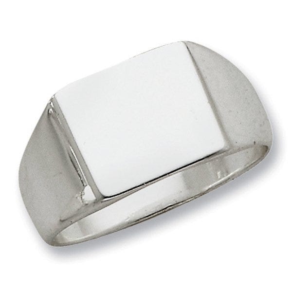 Sterling Silver Men's Square Solid Back Signet Ring