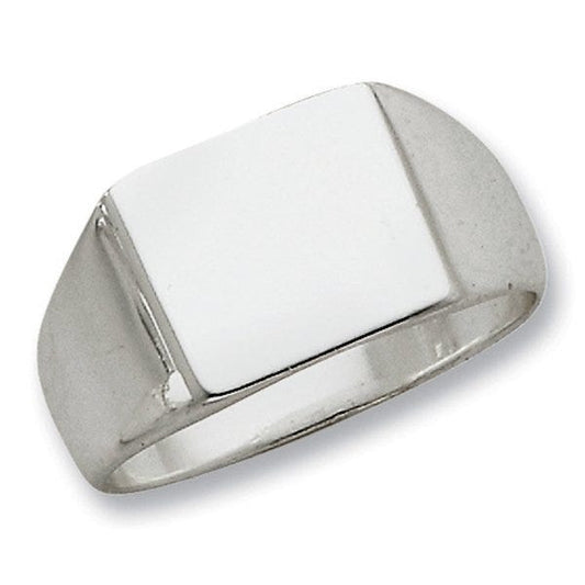 Sterling Silver Men's Square Solid Back Signet Ring
