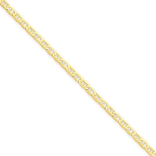14k Polished Anchor Link Anklet