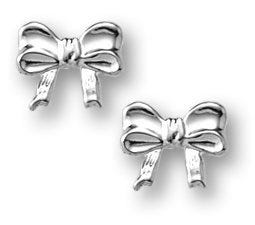 Sterling Silver Ribbon Children Post Earrings