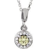 Round Halo-Style Yellow and White Sapphire Pendant