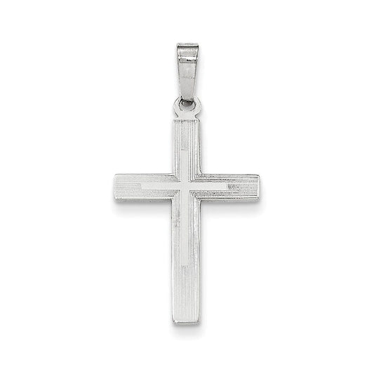 14K White Gold Brushed and Polished Latin Cross Pendant