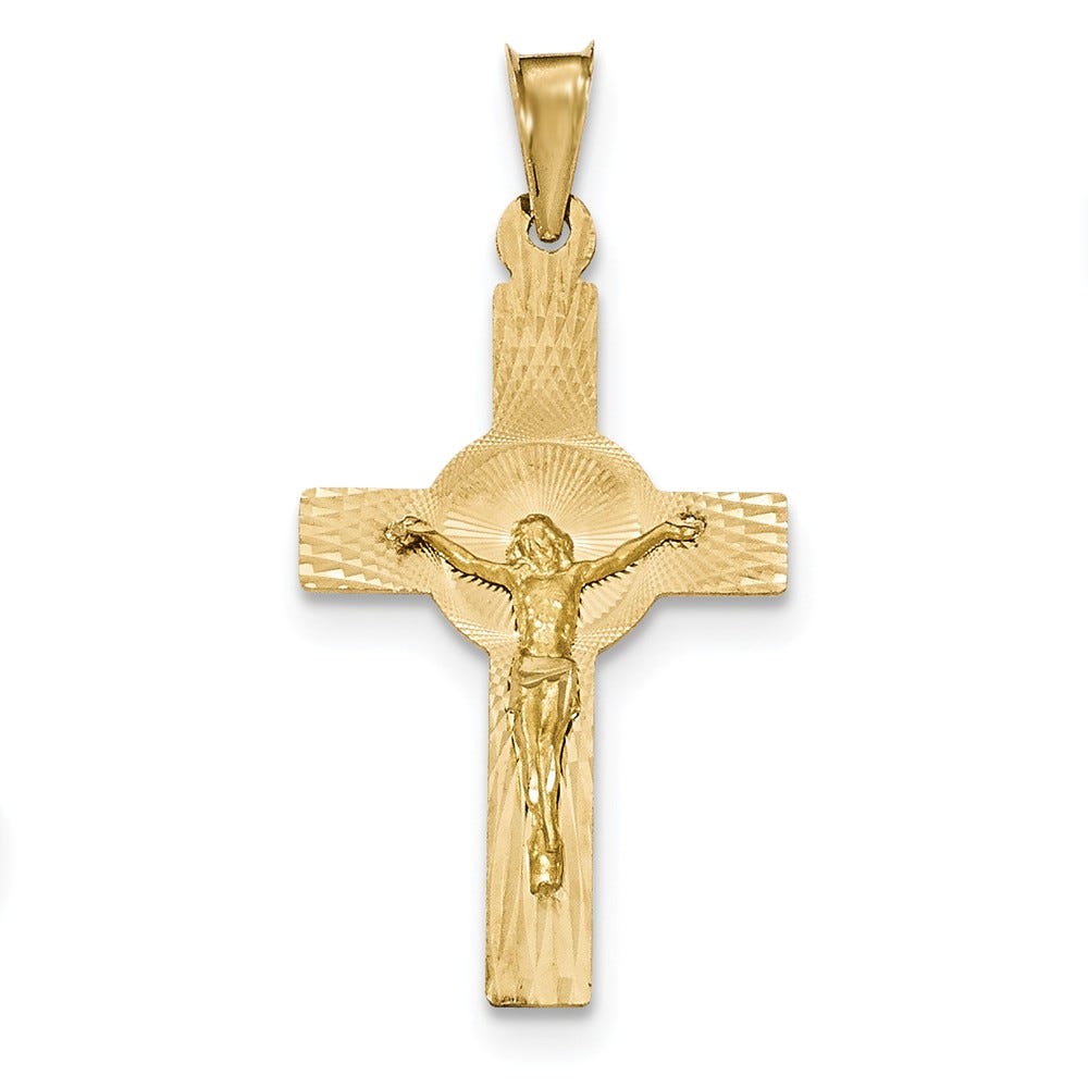14k Polished Satin and D/C Crucifix Pendant