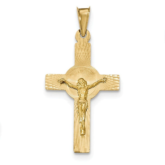 14k Polished Satin and D/C Crucifix Pendant