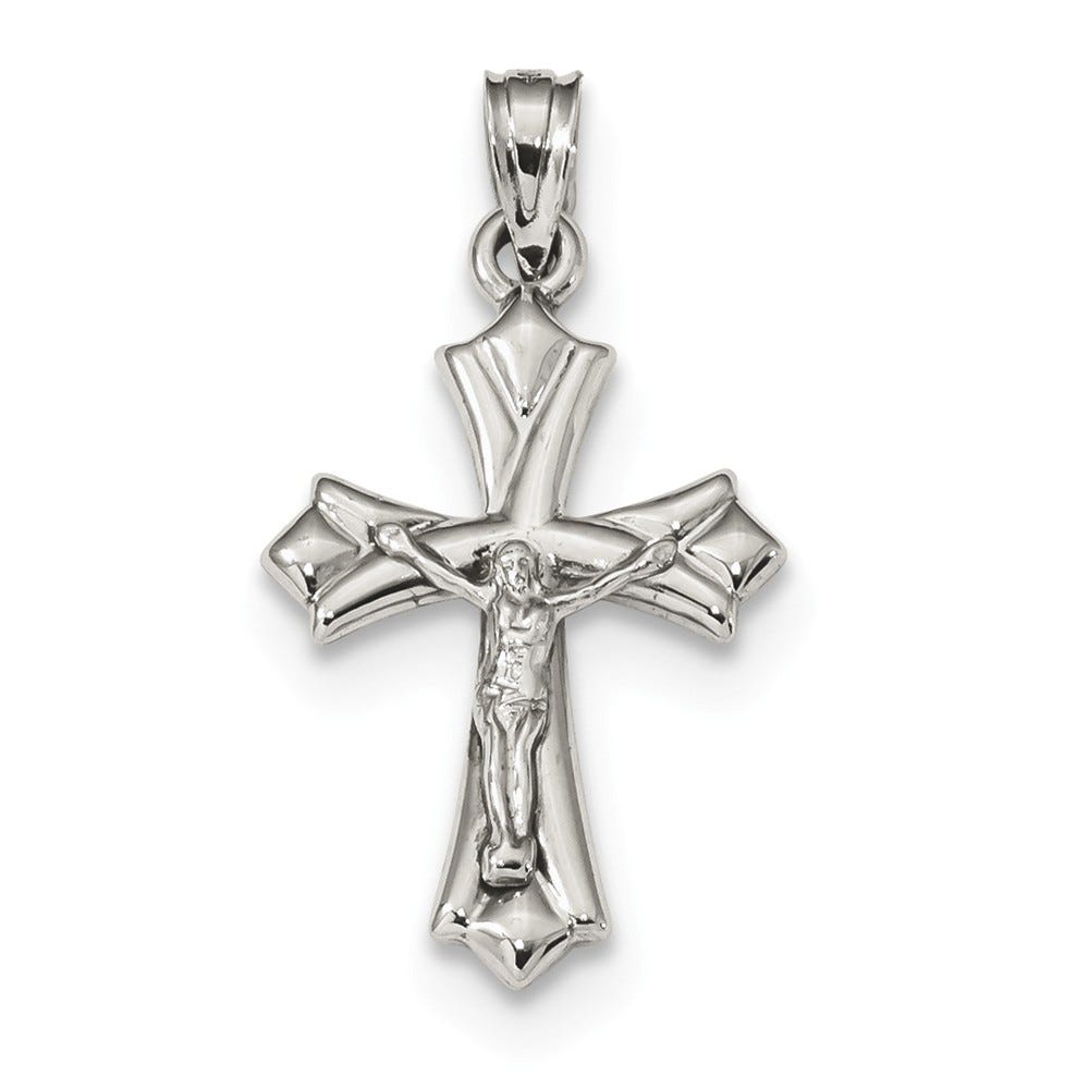 10k White Gold Reversible Crucifix /Cross Pendant