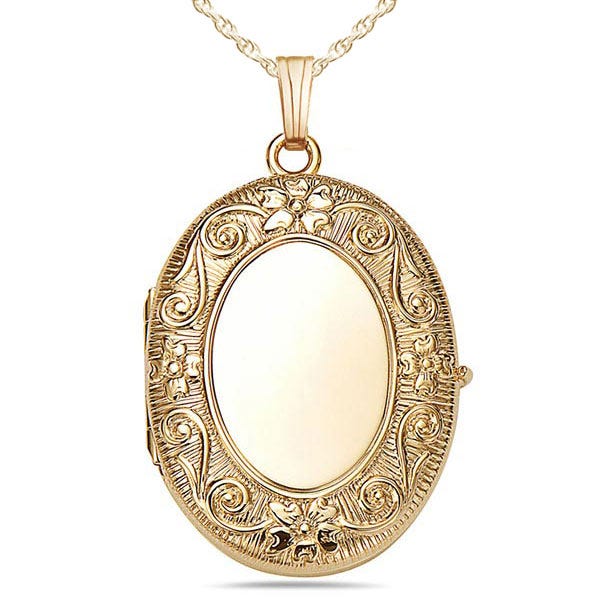 14K Gold Filled Oval 4 Photo Locket - 1 inch x 1-1/4 inch
