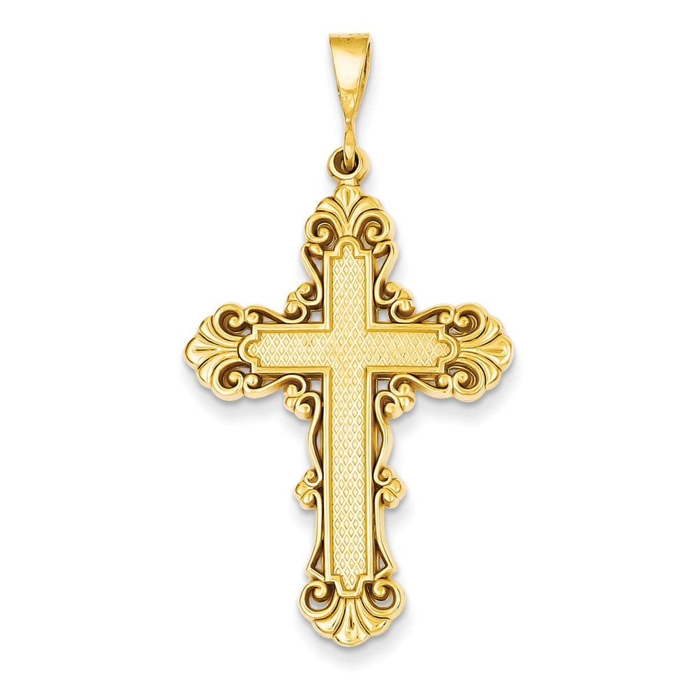 14k Fleur De Lis Cross Pendant