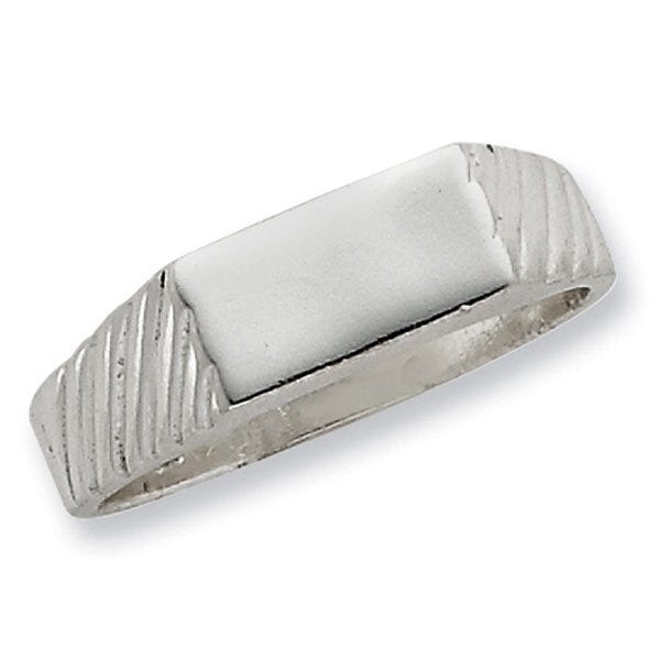 Sterling Silver Men's Rectangle Solid Back Signet Ring