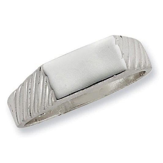 Sterling Silver Men's Rectangle Solid Back Signet Ring