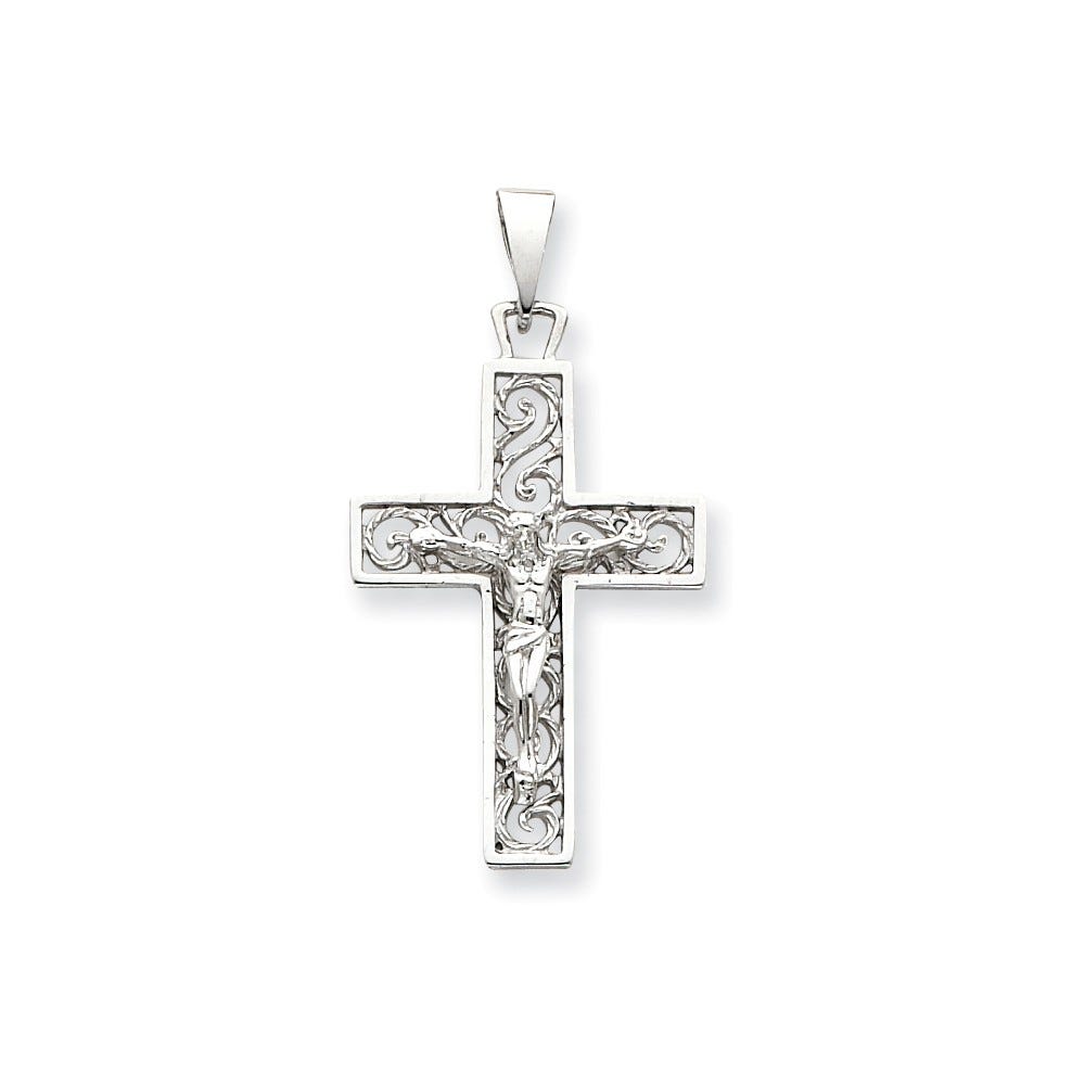 14k White Gold Crucifix Pendant