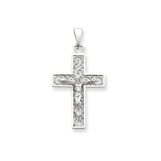 14k White Gold Crucifix Pendant