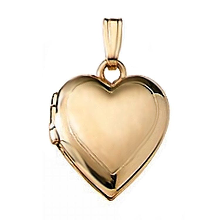 Solid 14k Yellow Gold Small Heart Photo Locket